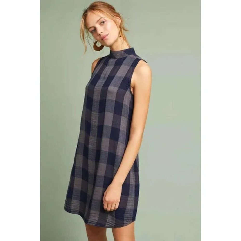 Cloth & Stone x Anthro Plaid Mock Neck Tunic Dress